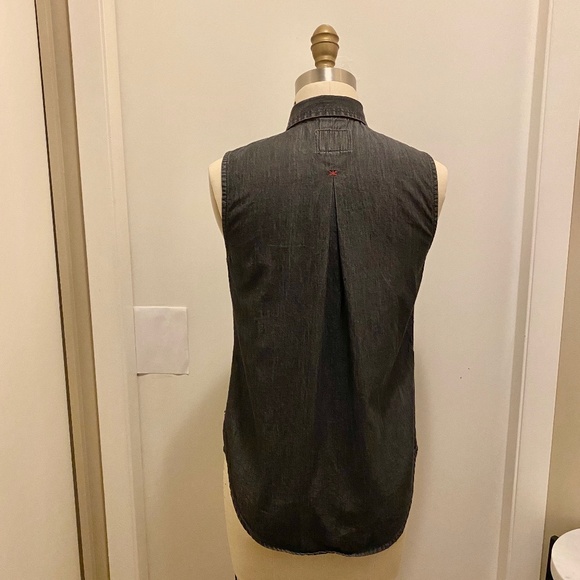 Vans Dark Blue Denim Button Down Sleeveless Top XS - Picture 13 of 13